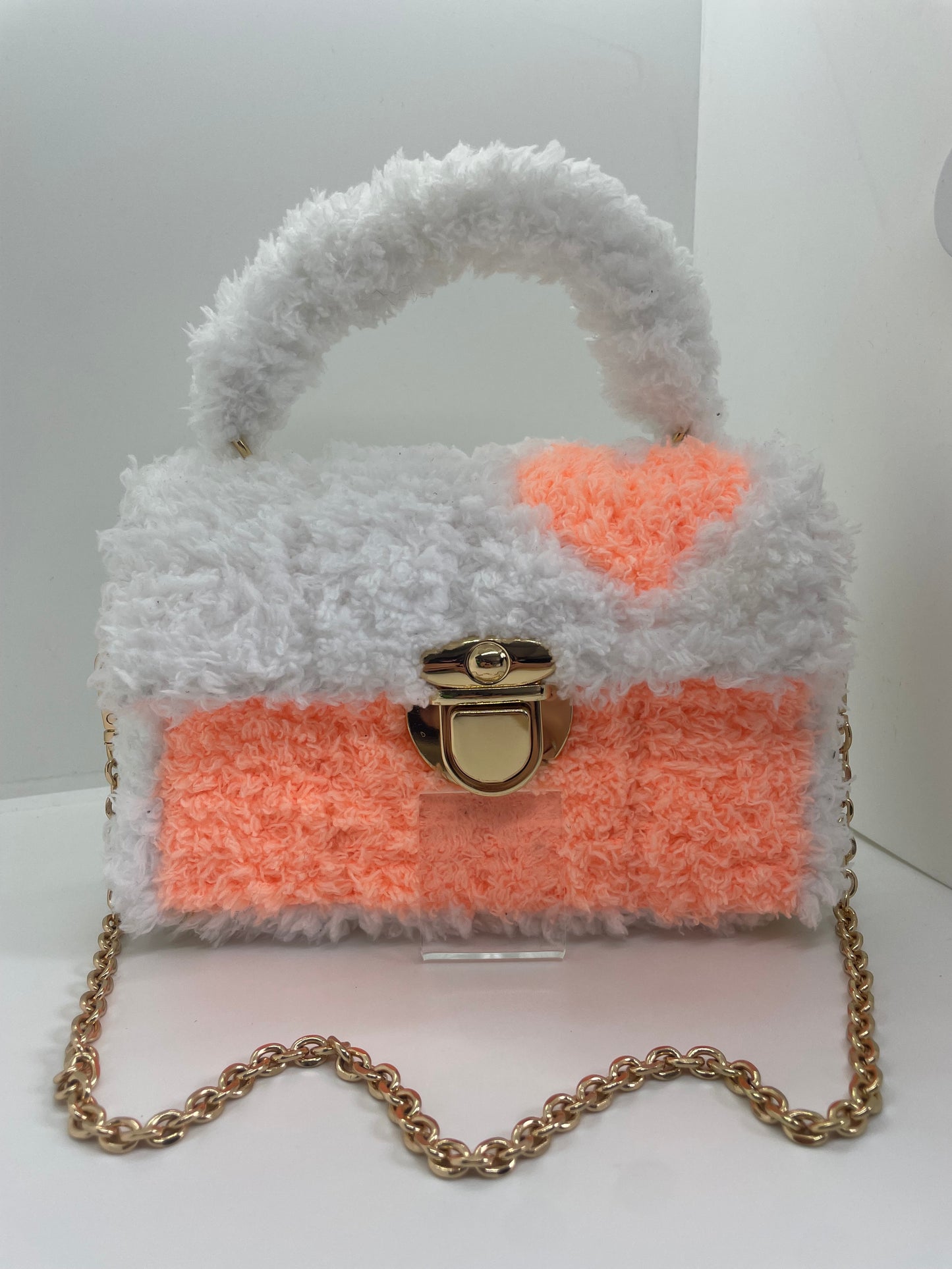Sac blanc et orange fluffy