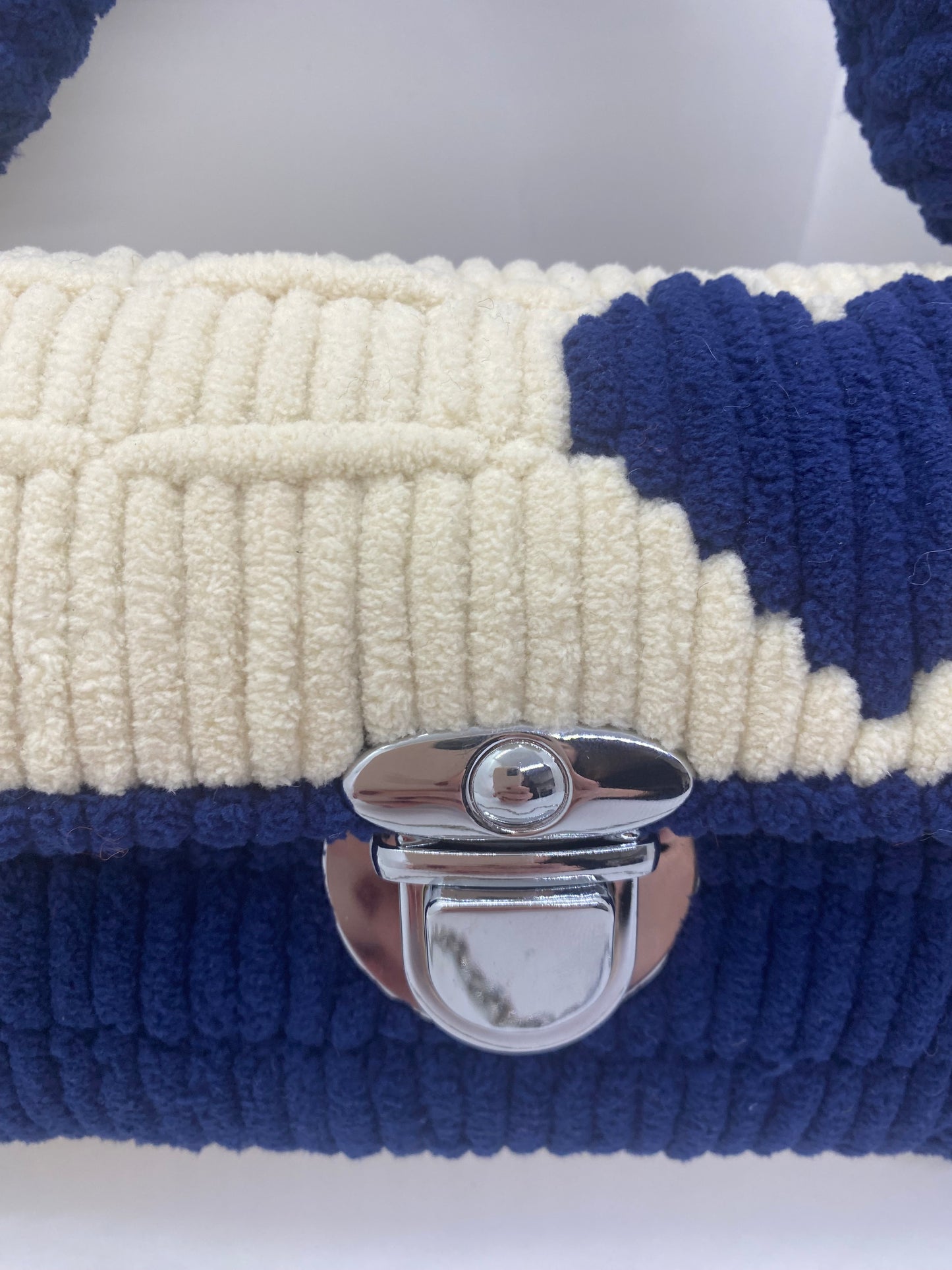 Sac BleuFoncé/Crème Effet Chenille