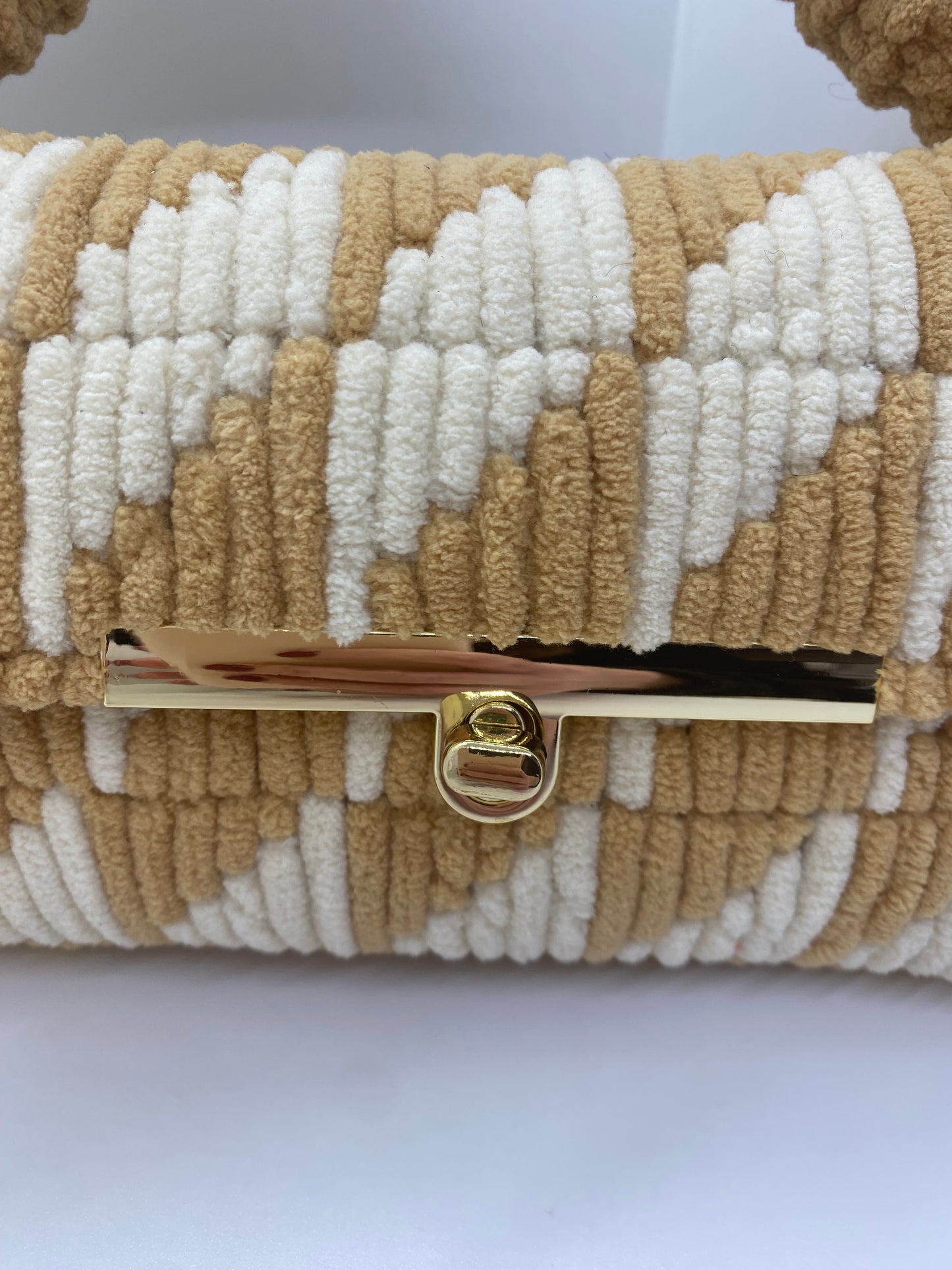 Sac Crème/Moutarde Effet Chenille