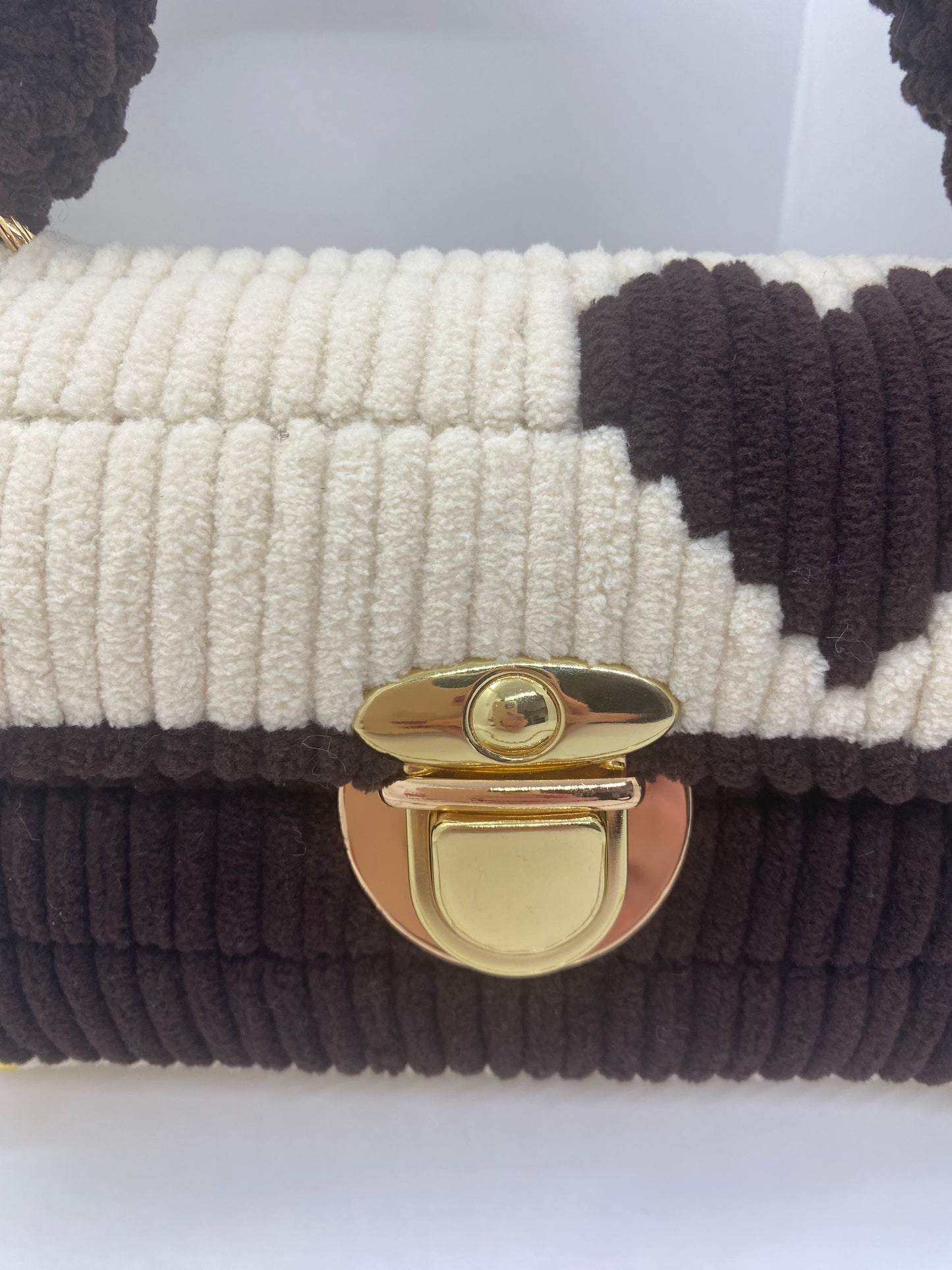 Sac Crème/Marron Effet Chenille