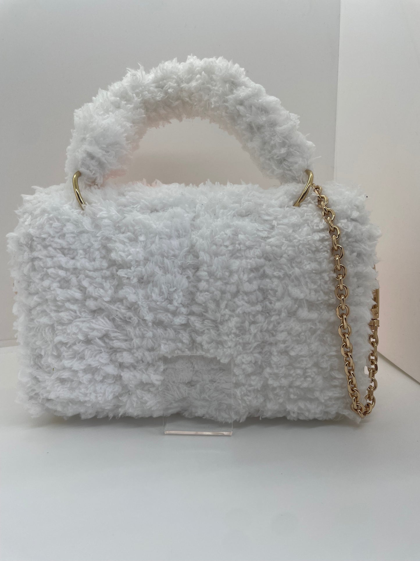 Sac blanc et orange fluffy