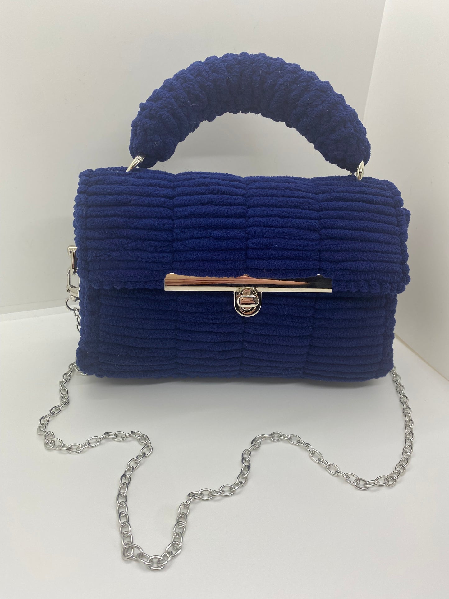 Sac Bleu Foncé Effet Chenille