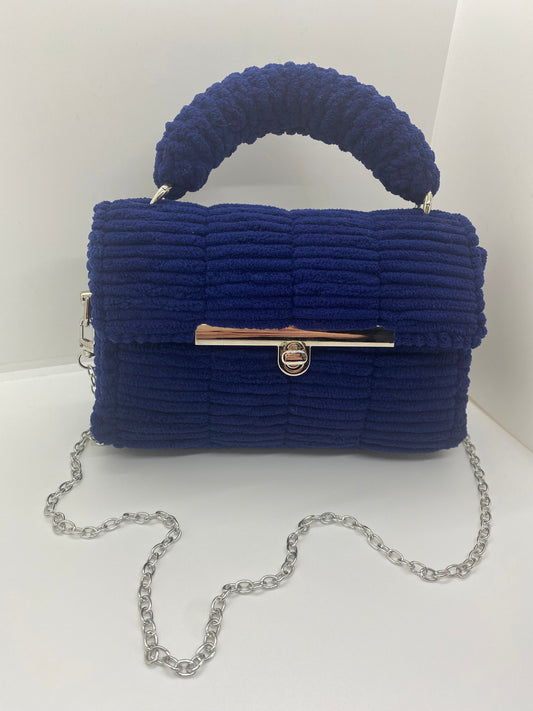 Sac Bleu Foncé Effet Chenille