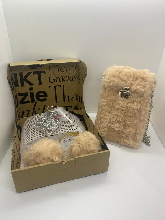 KIT DIY POCHETTE PORTABLE BEIGE FLUFFY