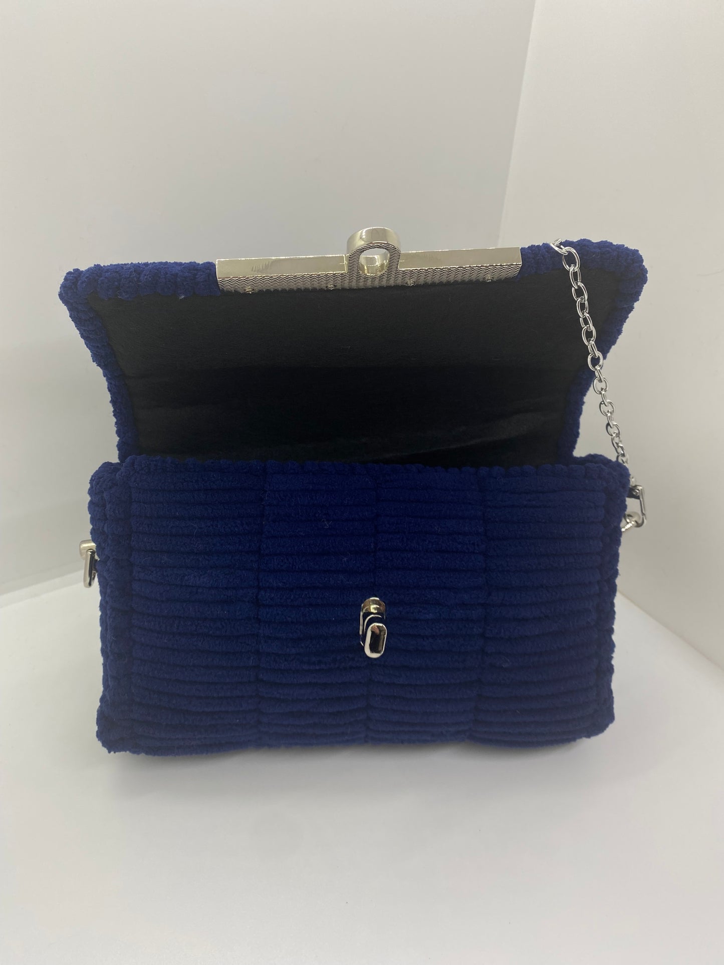 Sac Bleu Foncé Effet Chenille
