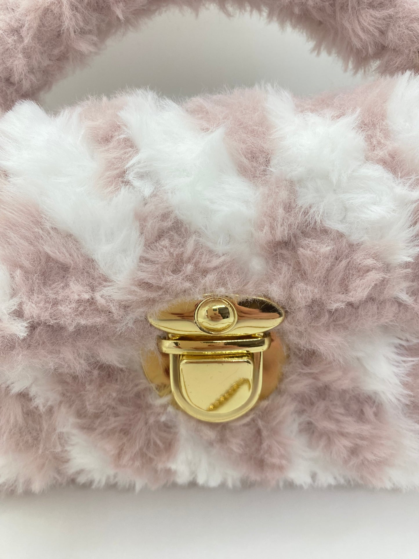 Sac Blanc/Rose Effet Fourrure